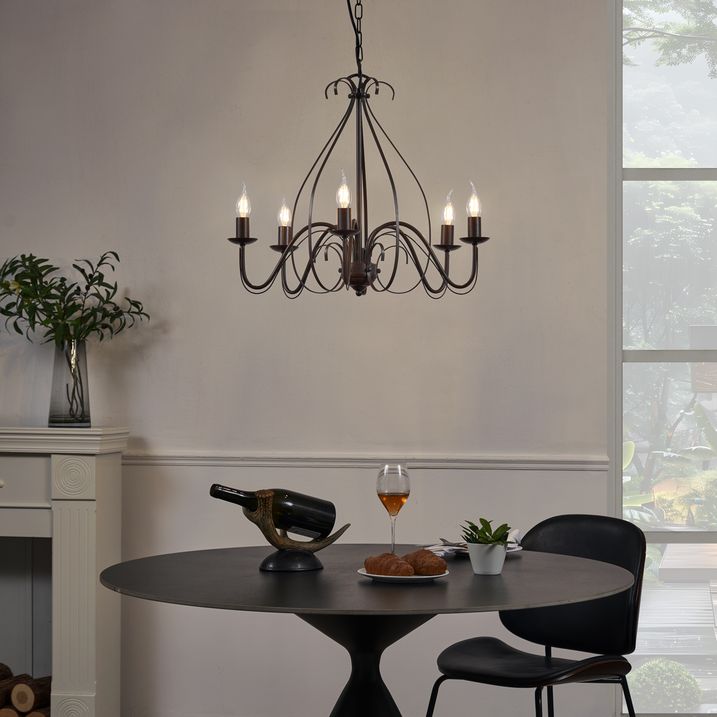 qazqa Klassieke kroonluchter roestbruin 5-lichts - Giuseppe qazqa Klassieke kroonluchter roestbruin 5-lichts - Giuseppe