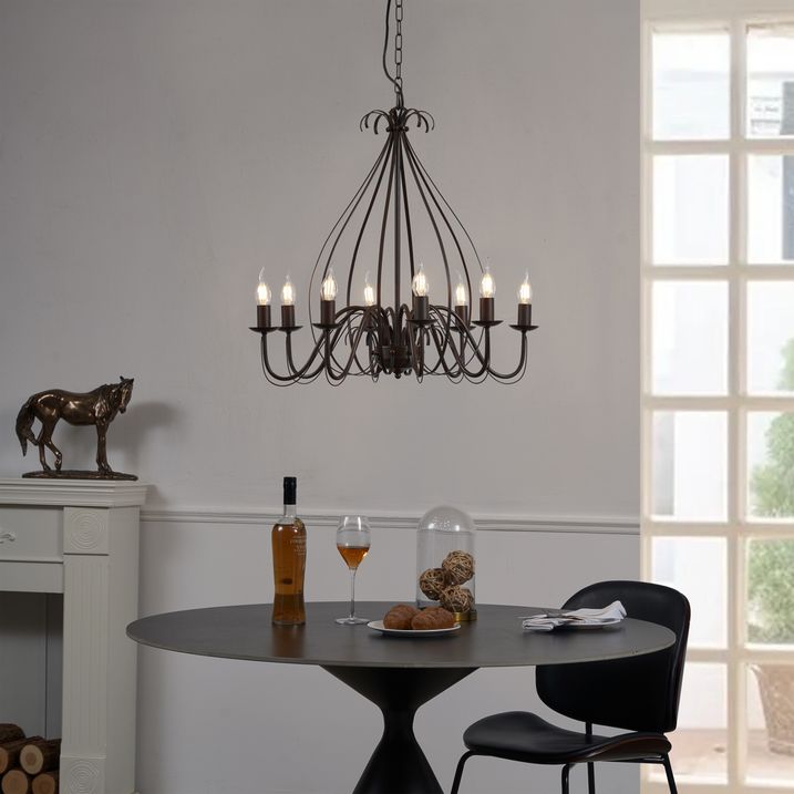 qazqa Klassieke kroonluchter roestbruin 8-lichts - Giuseppe qazqa Klassieke kroonluchter roestbruin 8-lichts - Giuseppe