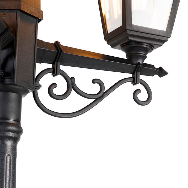 Qazqa Klassieke Lantaarn Zwart 3-lichts IP44 - Capital