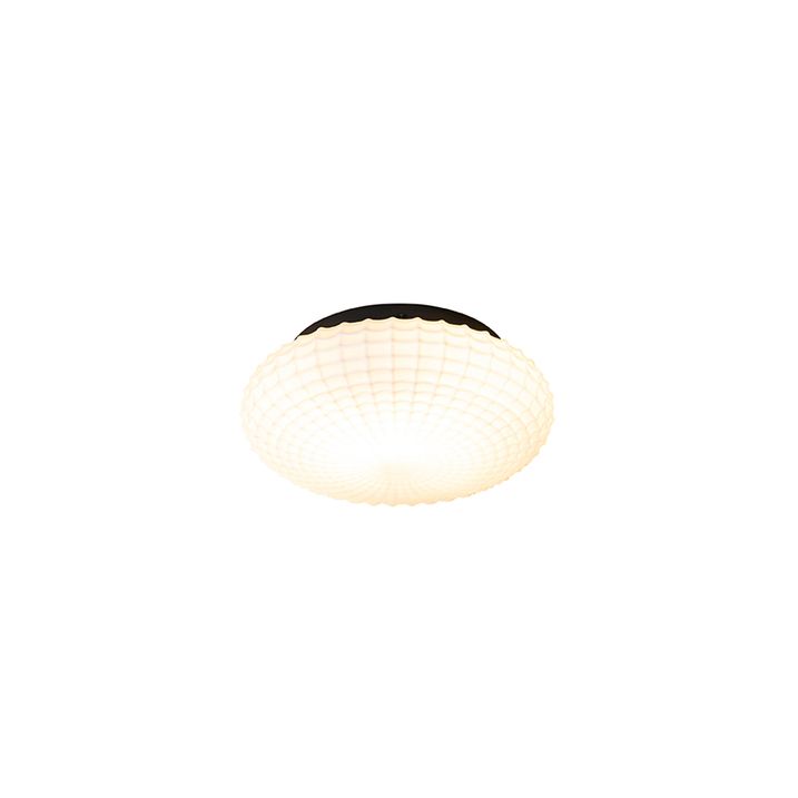 qazqa Klassieke plafondlamp zwart met opaal glas 23 cm IP44 - Nohmi