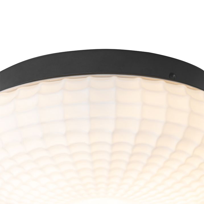 Qazqa Klassieke Plafondlamp Zwart Met Opaal Glas 30 Cm IP44 - Nohmi