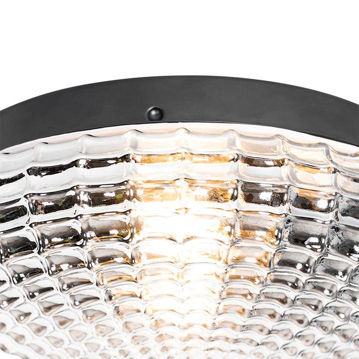 Qazqa Klassieke Plafondlamp Zwart Met Smoke Glas 30 Cm IP44 - Nohmi