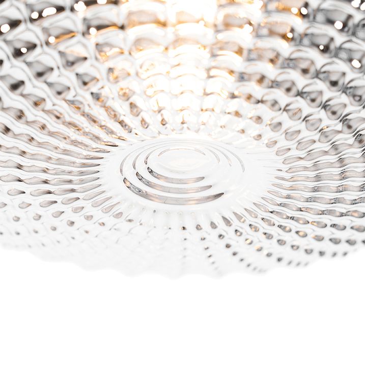 Qazqa Klassieke Plafondlamp Zwart Met Smoke Glas 30 Cm IP44 - Nohmi