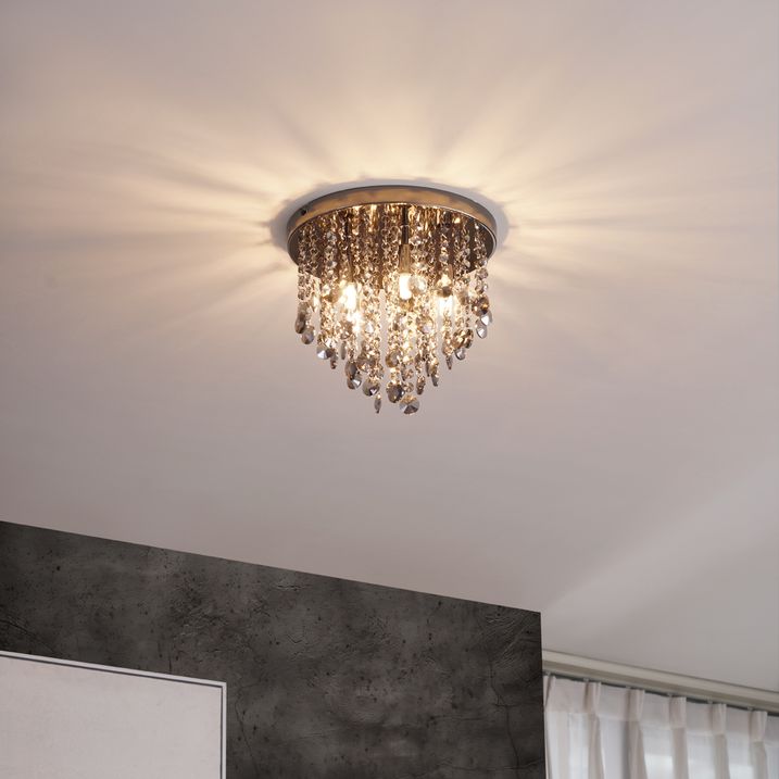 qazqa Klassieke plafondlamp zwart met smoke glas - Medusa