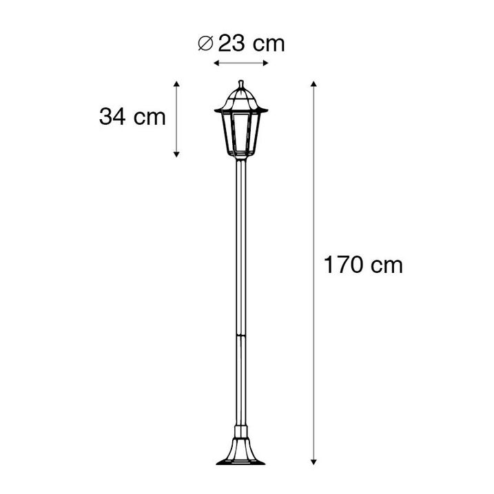 Qazqa Klassieke Staande Buitenlamp Zwart 170 Cm IP44 - New Orleans