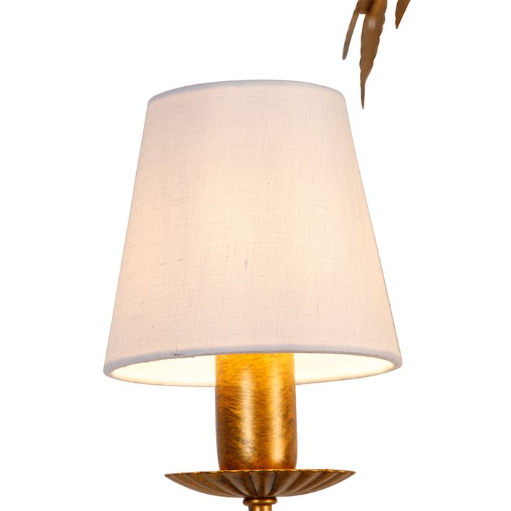 Qazqa Kroonluchter Goud Met Met Linen Klemkappen Wit 5-lichts - Botanica