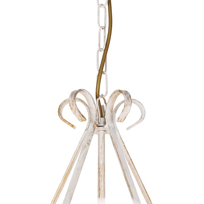 Qazqa Kroonluchter Wit Plissé Crème Klemkap 5-lichts - Giuseppe