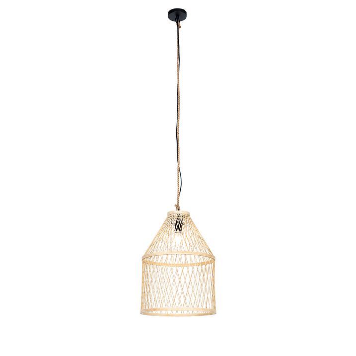 Qazqa Landelijke Buiten Hanglamp Rotan 40x55 Cm - Calamus