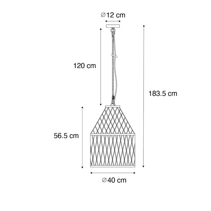 Qazqa Landelijke Buiten Hanglamp Rotan 40x55 Cm - Calamus