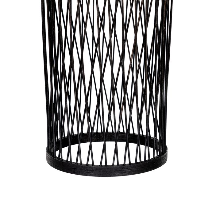 Qazqa Landelijke Buiten Hanglamp Zwart Rotan 25 Cm - Calamus