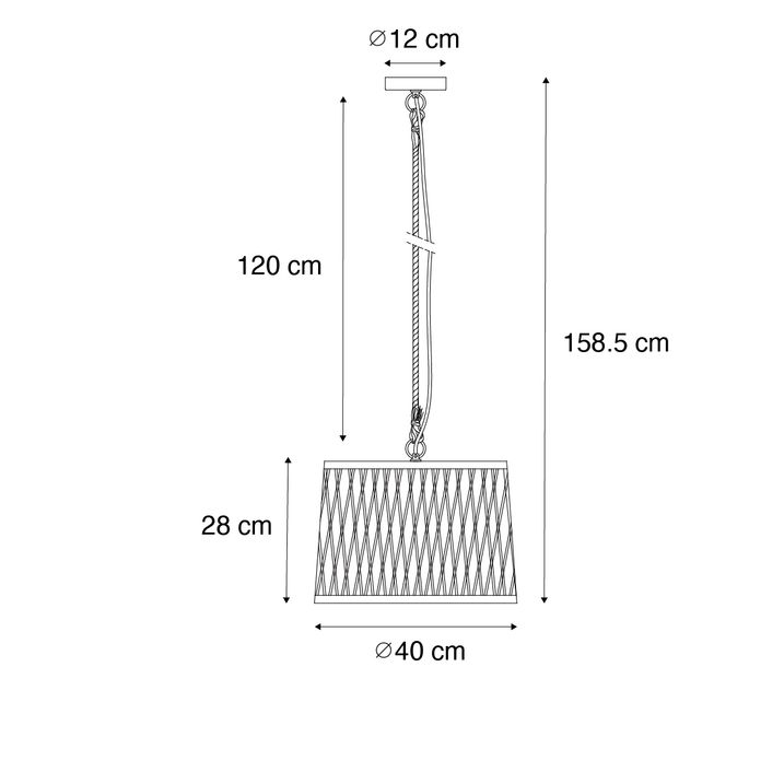 Qazqa Landelijke Buiten Hanglamp Zwart Rotan 40 Cm - Calamus