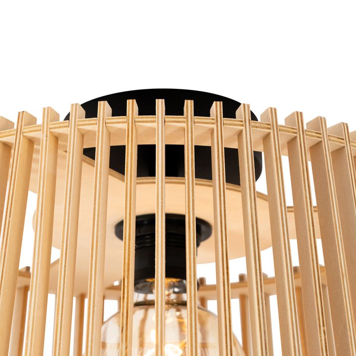 Qazqa Landelijke Buiten Plafondlamp Hout IP44 - Jayla