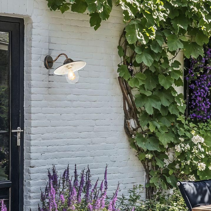 qazqa Landelijke buiten wandlamp antiek goud IP44 - Kansas