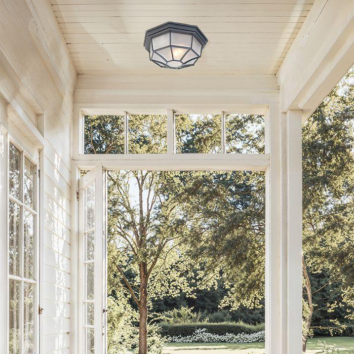 qazqa Landelijke plafondlamp donkergrijs 26 5 IP44 - Bri