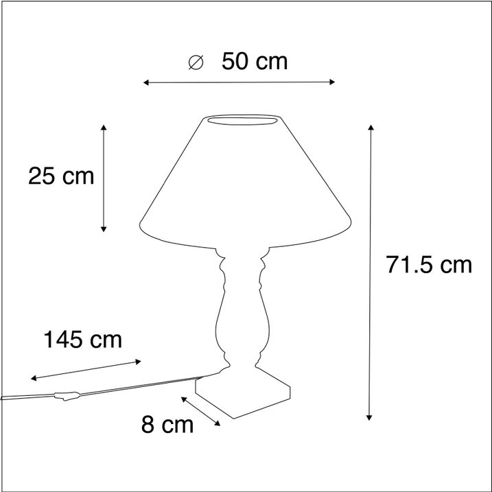 Qazqa Landelijke Tafellamp Met Linnen Kap Beige 50 Cm - Catnip