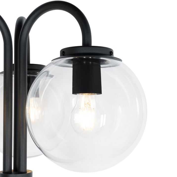 Qazqa Lantaarn Zwart Met Helder Glas 200 Cm 3-lichts IP44 - Sfera