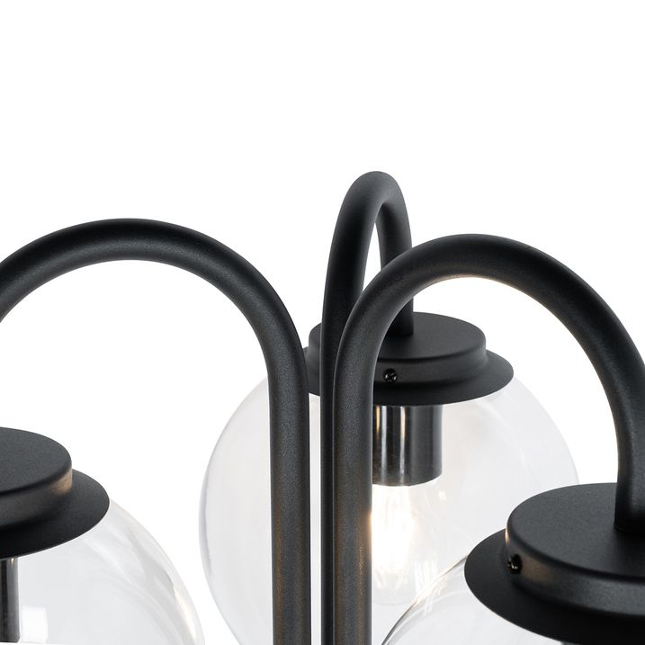 Qazqa Lantaarn Zwart Met Helder Glas 200 Cm 3-lichts IP44 - Sfera
