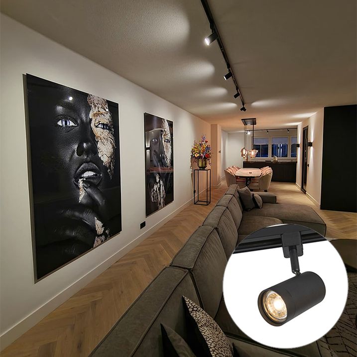 qazqa Modern railsysteem met 5 spots zwart 1-fase - Iconic Jeana