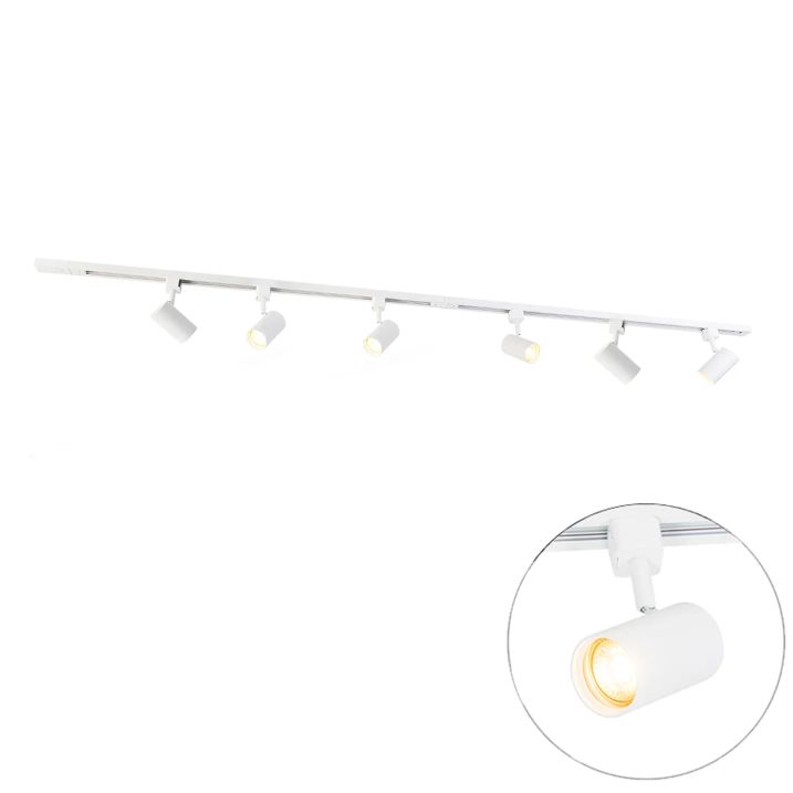 qazqa Modern railsysteem met 6 spots wit 1-fase 200cm - Iconic Jeana qazqa Modern railsysteem met 6 spots wit 1-fase 200cm - Iconic Jeana