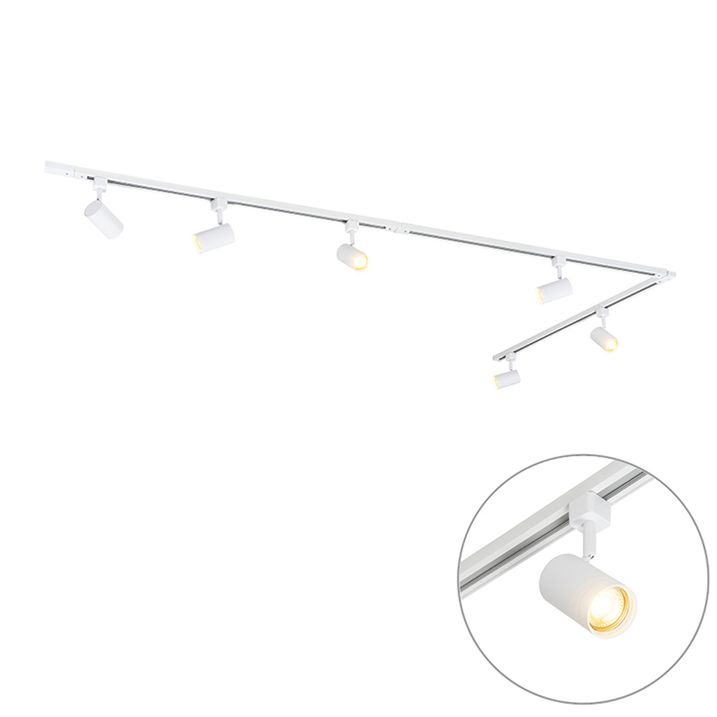 qazqa Modern railsysteem met 6 spots wit 1-fase 300cm - Iconic Jeana qazqa Modern railsysteem met 6 spots wit 1-fase 300cm - Iconic Jeana