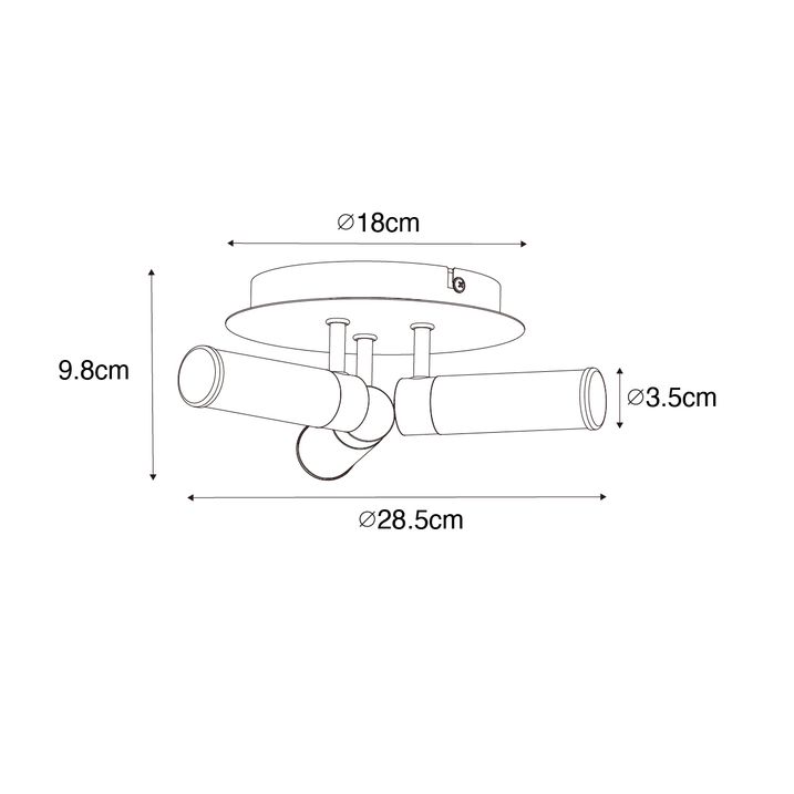 Qazqa Moderne Badkamer Plafondlamp Chroom 3-lichts IP44 - Bath