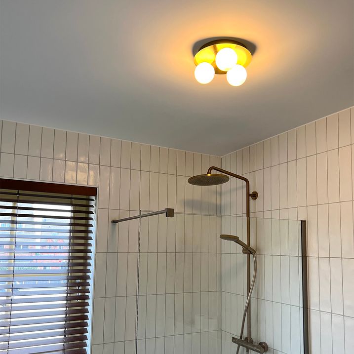 qazqa Moderne badkamer plafondlamp messing 3-lichts - Cederic