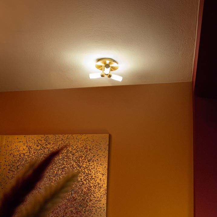 qazqa Moderne badkamer plafondlamp messing 3-lichts IP44 - Bath