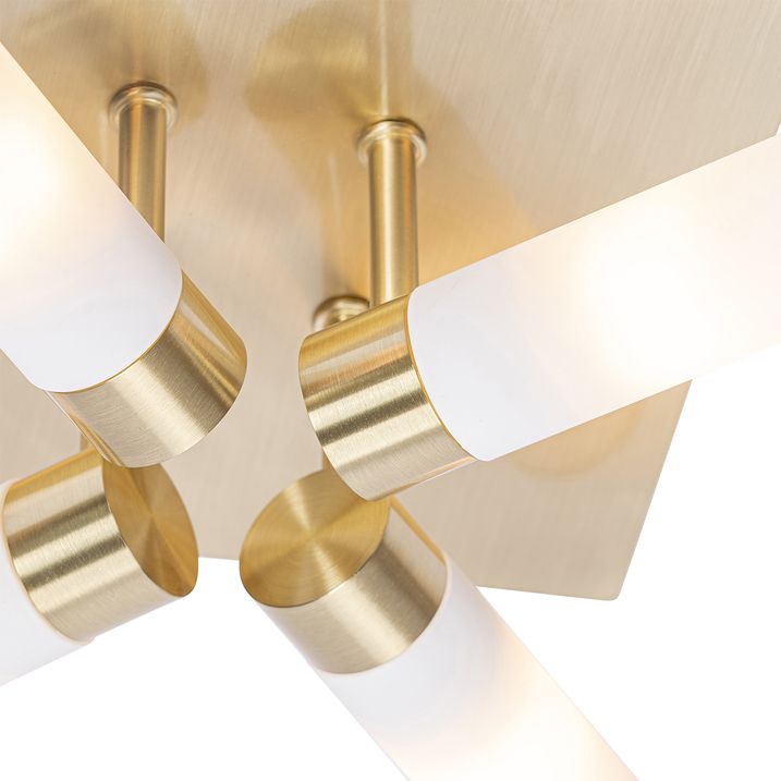 Qazqa Moderne Badkamer Plafondlamp Messing 4-lichts IP44 - Bath