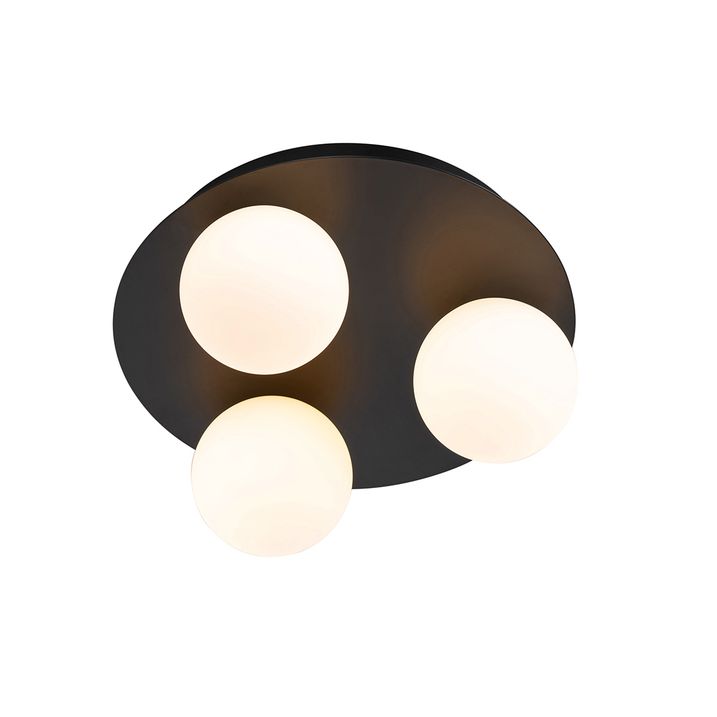 Qazqa Moderne Badkamer Plafondlamp Zwart 3-lichts - Cederic