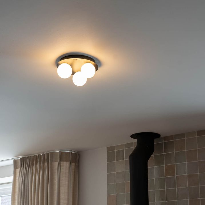 qazqa Moderne badkamer plafondlamp zwart 3-lichts - Cederic