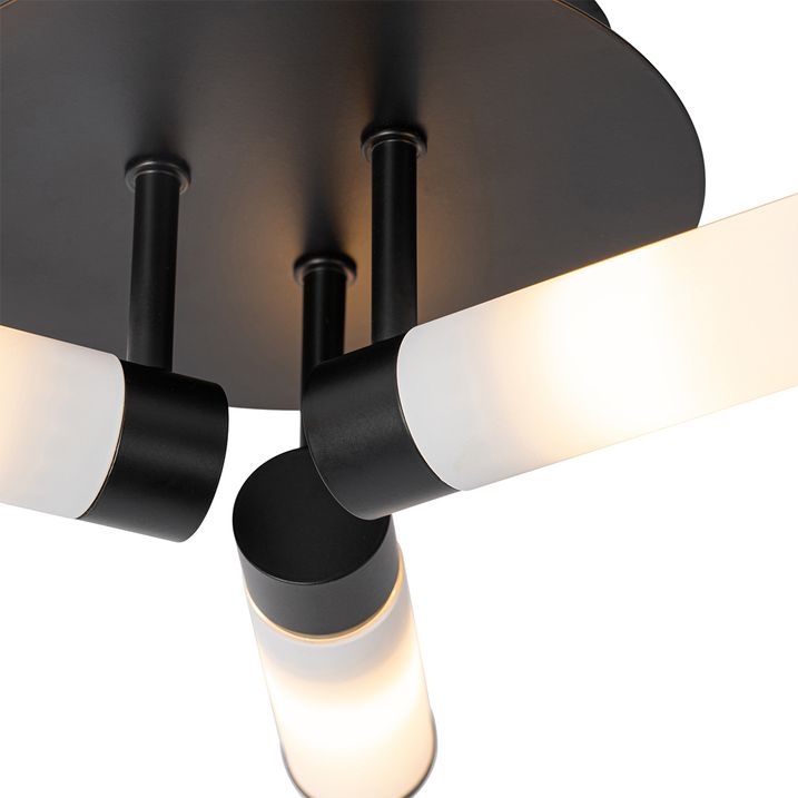 Qazqa Moderne Badkamer Plafondlamp Zwart 3-lichts IP44 - Bath