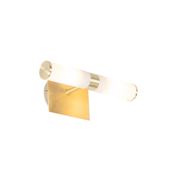Qazqa Moderne Badkamer Wandlamp Goud IP44 2-lichts - Bath