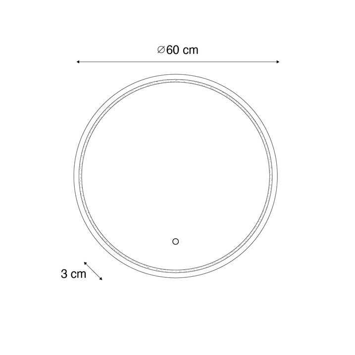 Qazqa Moderne Badkamerspiegel 60 Cm Incl. LED En Touch Dimmer - Sebas