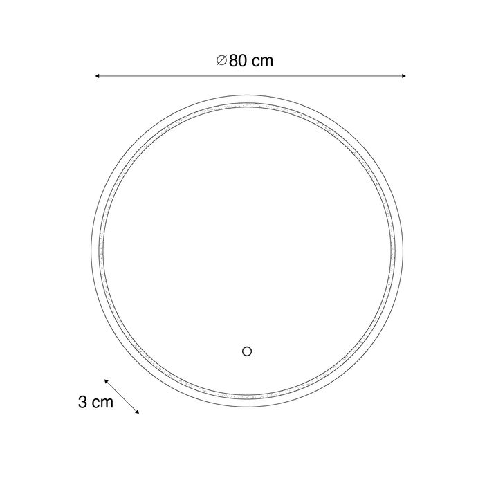 Qazqa Moderne Badkamerspiegel 80 Cm Incl. LED En Touch Dimmer - Sebas