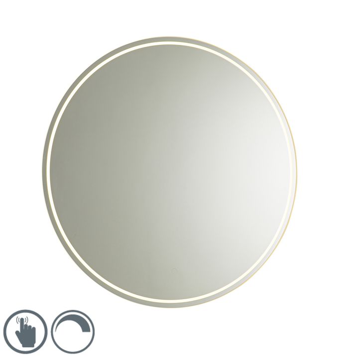 qazqa Moderne badkamerspiegel 80 cm incl. LED en touch dimmer - Sebas
