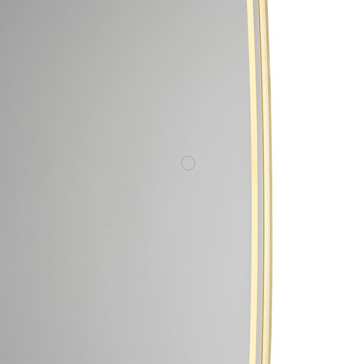 Qazqa Moderne Badkamerspiegel Goud Incl. LED En Touch Dimmer - Geraldien