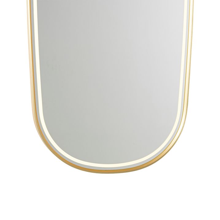 Qazqa Moderne Badkamerspiegel Goud Incl. LED En Touch Dimmer - Geraldien