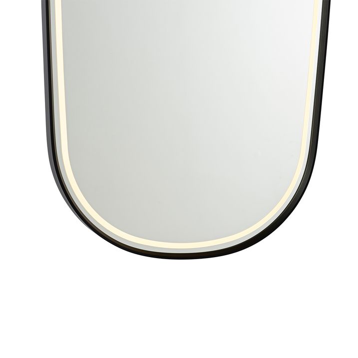 Qazqa Moderne Badkamerspiegel Zwart Incl. LED En Touch Dimmer - Geraldien