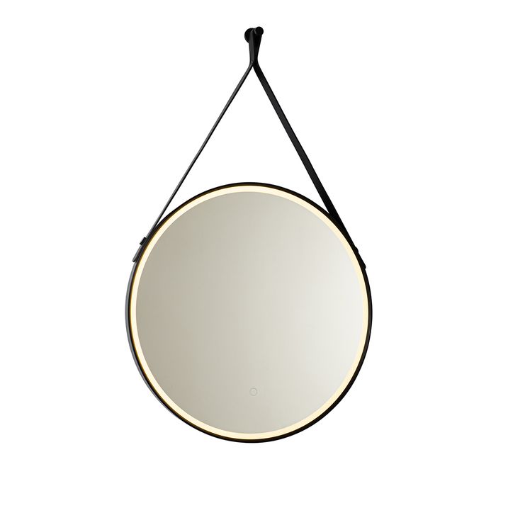 Qazqa Moderne Badkamerspiegel Zwart Incl. LED En Touch Dimmer - Pien