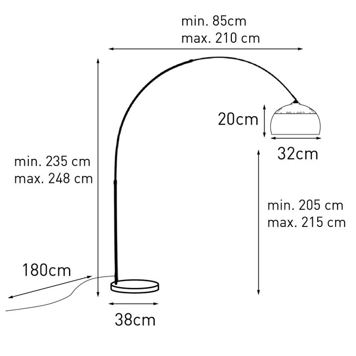 Qazqa Moderne Booglamp Messing Met Marmeren Voet En Zwarte Kap 32 5 Cm - XXL