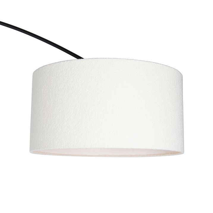 Qazqa Moderne Booglamp Zwart Met Boucle Kap Wit 50 Cm - XXL