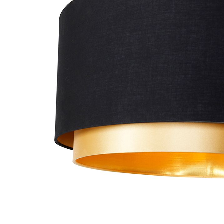 Qazqa Moderne Booglamp Zwart Met Duo Kap Zwart Met Goud - XXL