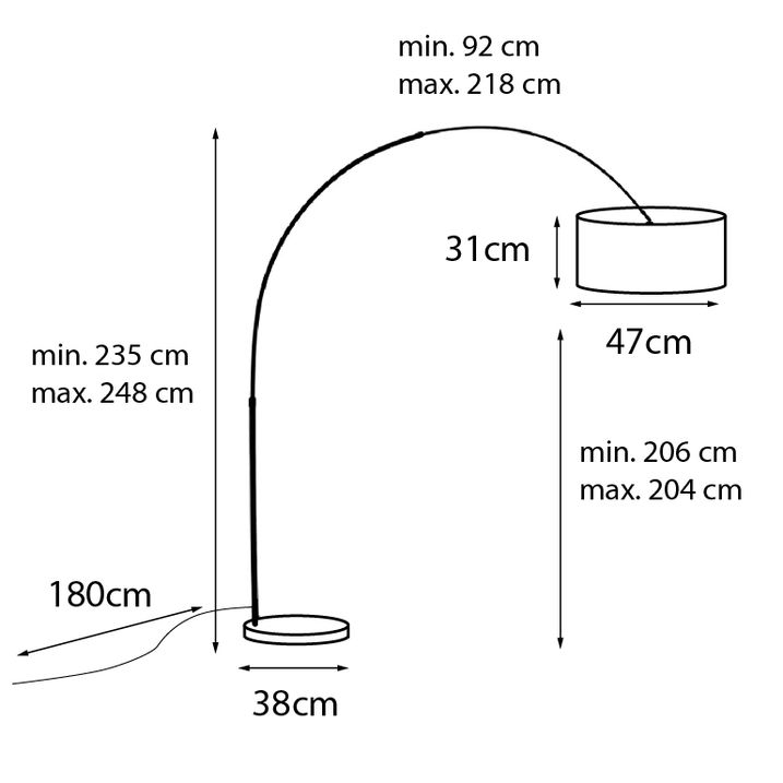 Qazqa Moderne Booglamp Zwart Met Duo Kap Zwart Met Goud - XXL