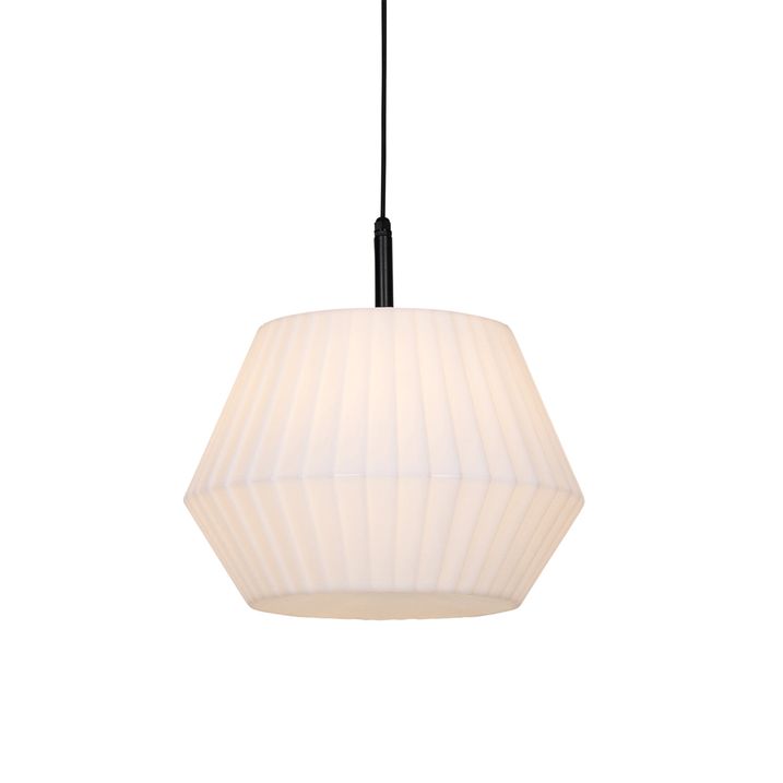 Qazqa Moderne Buiten Hanglamp Zwart Met Witte Kap 45 6 Cm IP44 - Robbert