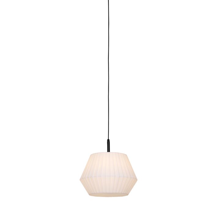 Qazqa Moderne Buiten Hanglamp Zwart Met Witte Kap 45 6 Cm IP44 - Robbert
