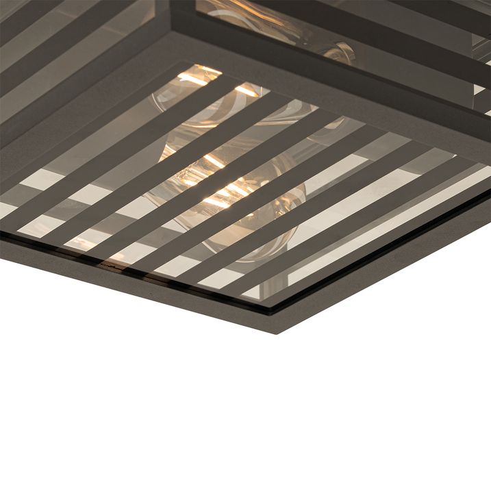 Qazqa Moderne Buiten Plafondlamp Zwart Glas 2-lichts IP44 - Reims