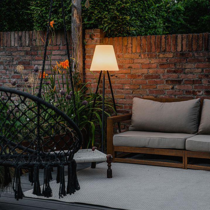 qazqa Moderne buiten vloerlamp zwart IP44 incl. LED op solar - Virginia