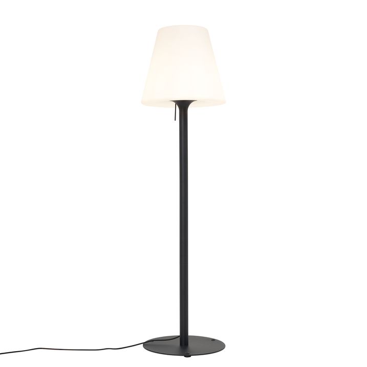 Qazqa Moderne Buiten Vloerlamp Zwart Met Witte Kap IP44 - Big Virginia
