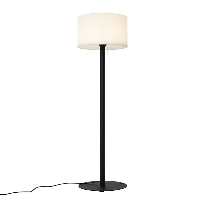 Qazqa Moderne Buiten Vloerlamp Zwart Met Witte Kap IP44 - Mississippi