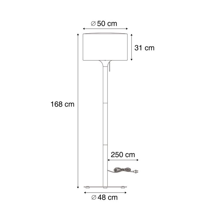 Qazqa Moderne Buiten Vloerlamp Zwart Met Witte Kap IP44 - Mississippi